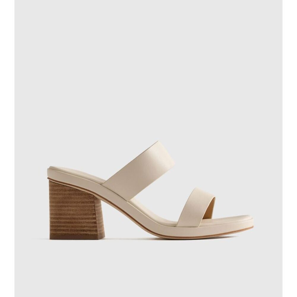 Quince Cream Strappy Block Heel Sandals